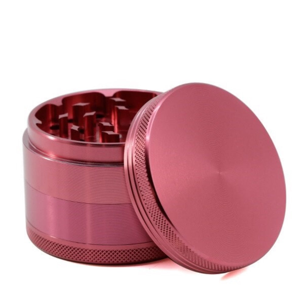 Aluminum Herb Grinder with Pollen Screen and Magnetic Lid | 63mm | Pink