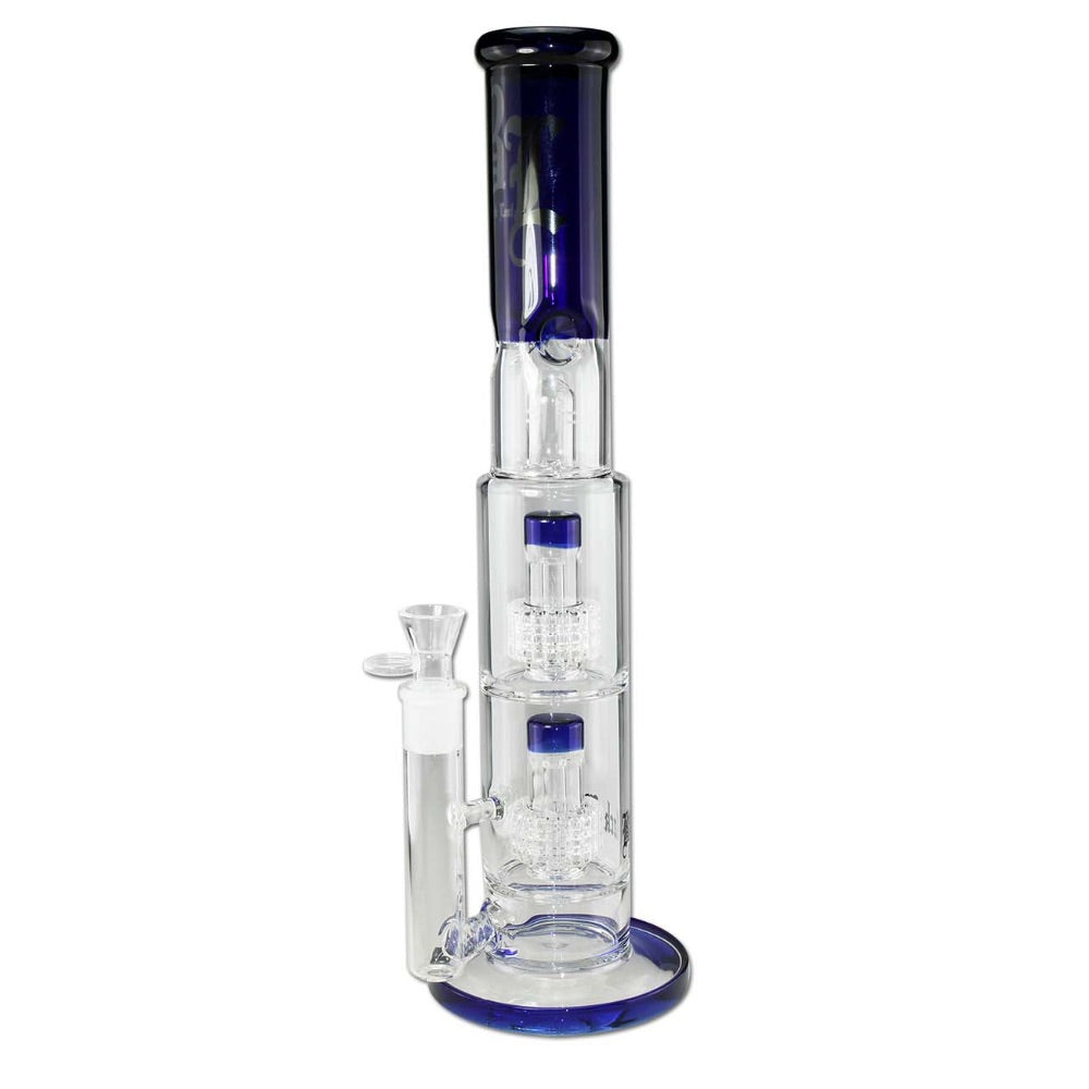 Black Leaf Double Drum Perc Ice Bong | Grey