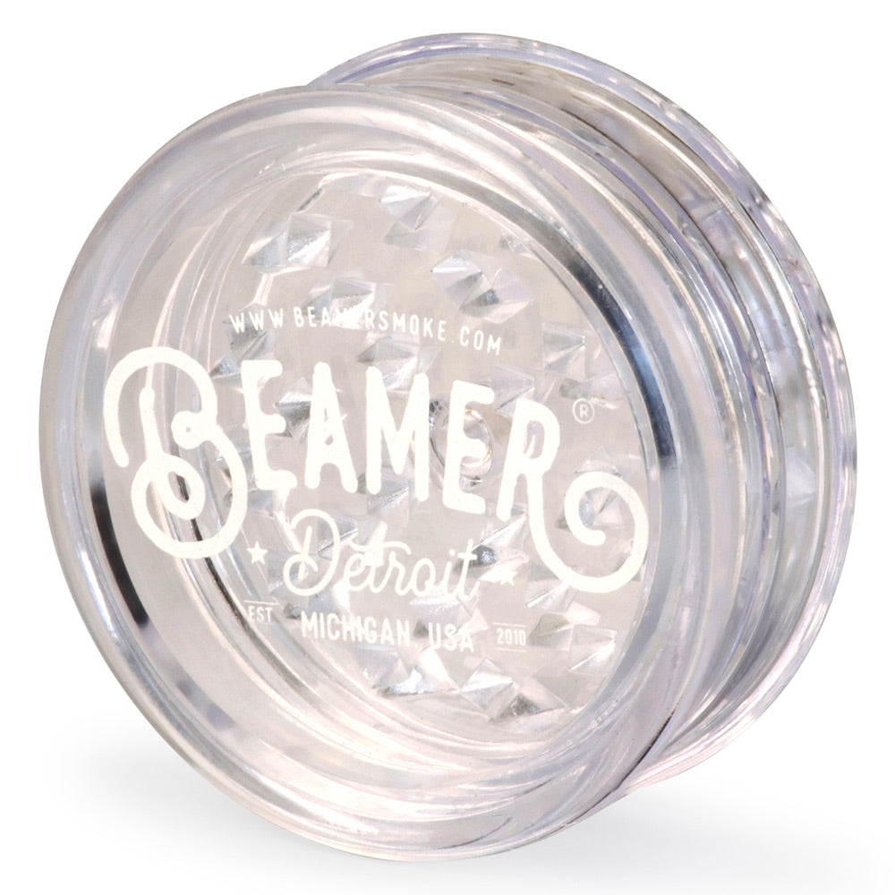 Beamer 90mm Detroit Logo Design Virgin Acrylic Grinder | clear