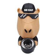 Front view of the Capybara Silipipe, a cream-colored, cartoon-style pipe shaped like an animal wearing sunglasses.