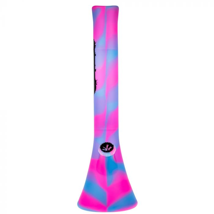 PieceMaker Kahuna Beaker Base Silicone Bong | Pink/Blue - Front View 