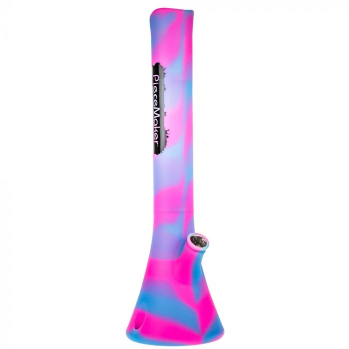 PieceMaker Kahuna Beaker Base Silicone Bong | Pink/Blue - Side View 1