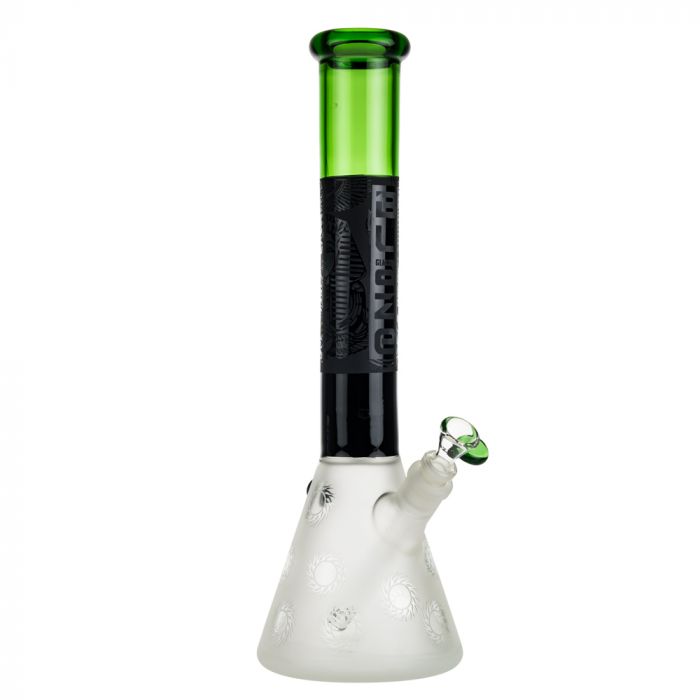 Blaze Glass Frosted Beaker Bong with Black and Green Tube main product photo
