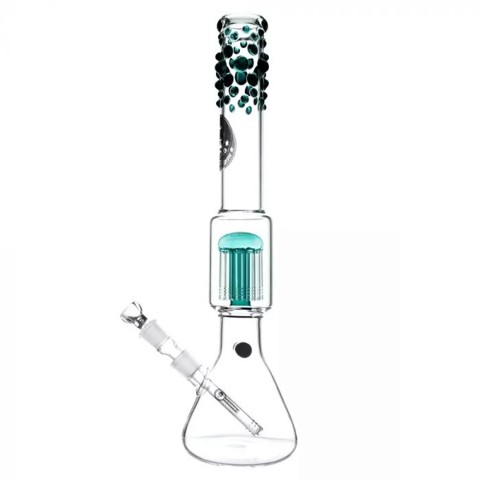 Heisenberg Beaker Bubble 12-Arm Tree Perc Bong | Dark Green | side view