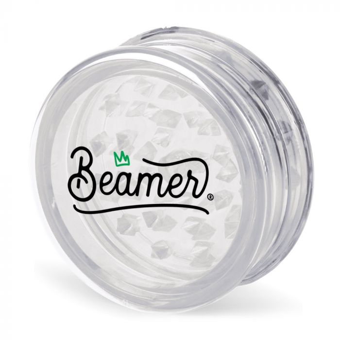 Beamer 63mm Crown Logo Design Virgin Acrylic Grinder | Clear