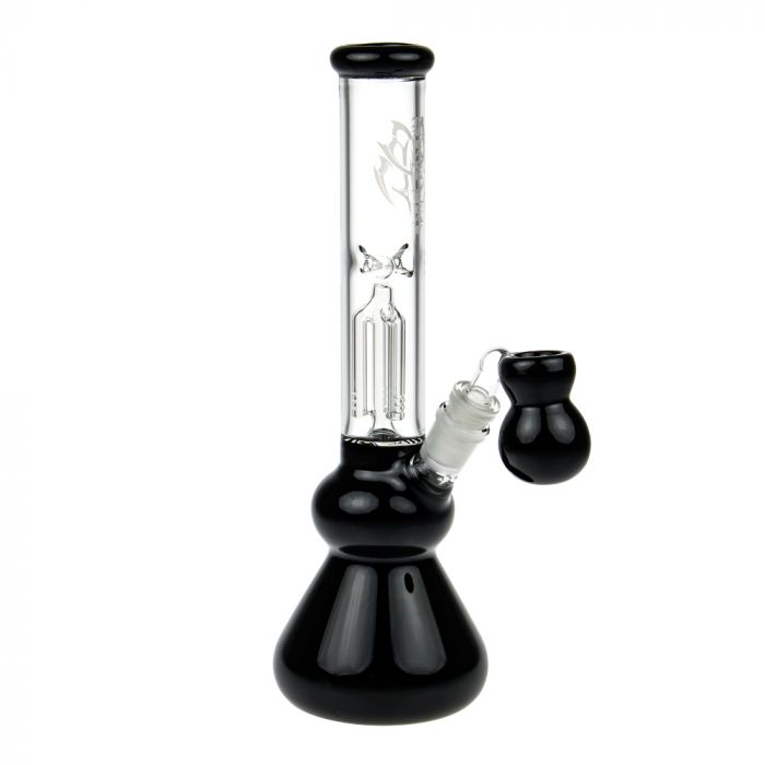 Black Leaf 4-arm Perc Bong with Ash Catcher | Black main product photo