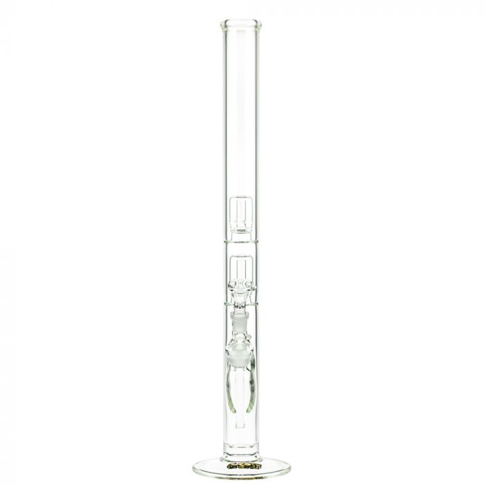 G-Spot Glass Cylinder Double Percolator Bong with Gold Logo | 60cm - Front View 