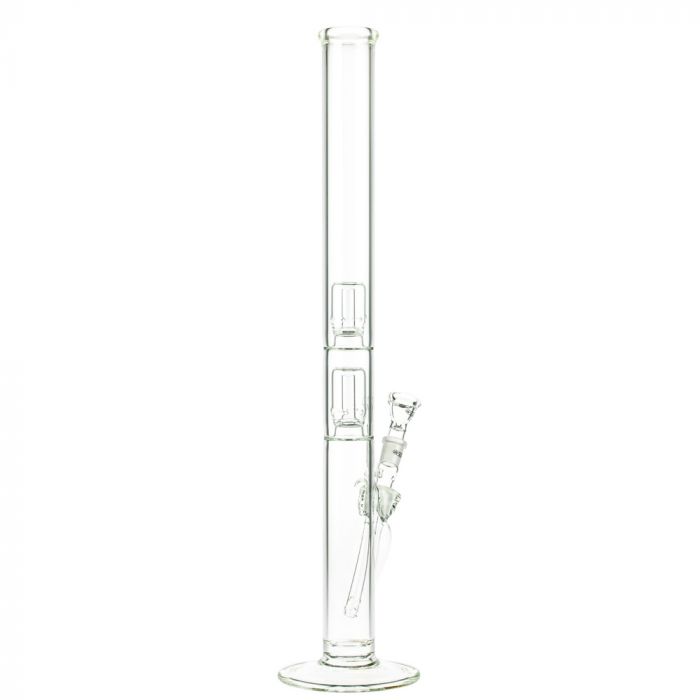 G-Spot Glass Cylinder Double Percolator Bong with Gold Logo | 60cm - Side View 3