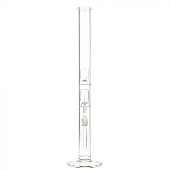 G-Spot Glass Cylinder Double Percolator Bong with Gold Logo | 60cm - Back View 