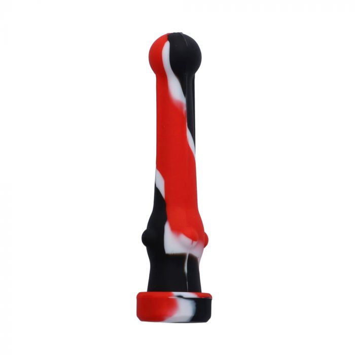 Silicone hand Pipe with Glass Bowl | Random Color | 4.5 Inch | Red/Black
