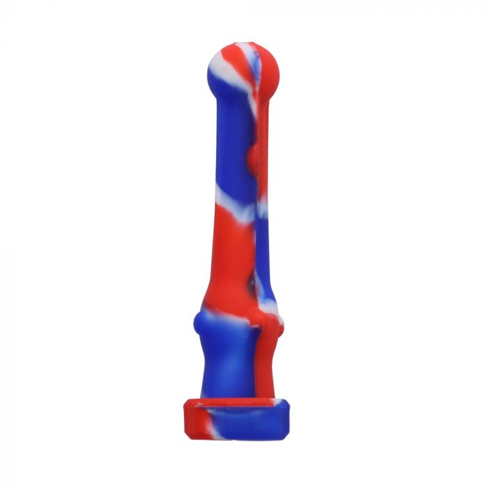 Silicone hand Pipe with Glass Bowl | Random Color | 4.5 Inch | Blue/Red