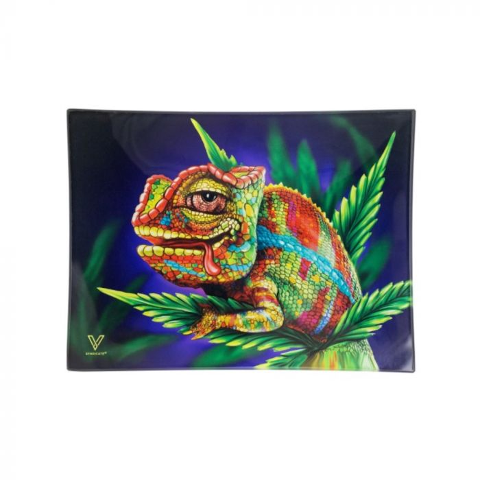 V Syndicate Small Glass Rolling Tray | Cloud 9 Chameleon main product photo