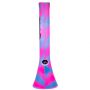 PieceMaker Kahuna Beaker Base Silicone Bong | Pink/Blue - Front View 