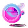 PieceMaker Kahuna Beaker Base Silicone Bong | Pink/Blue - Stainless Steel Plate 