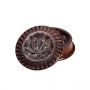 Rosewood Herb Grinder Carved Soapstone Pot Leaf Lid | 2-part | 35mm wide - steel pin teeth