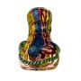 G-Spot Glass Hammer Bubbler Pipe - Fumed with Dichro and Color Stripes - Front View 