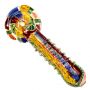 G-Spot Glass Hammer Bubbler Pipe - Fumed with Dichro and Color Stripes -Top View 2