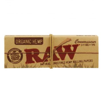 RAW Organic Connoisseur 1¼ Hemp Rolling Papers with Filter Tips 